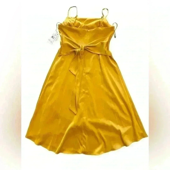 Aiden Halter Cowl High-Low Mustard Dress - Picture 2 of 9